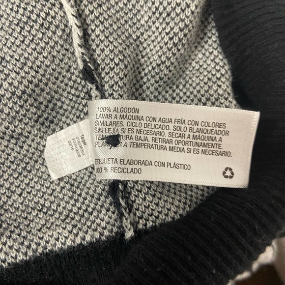 Merona Sweater Button Up Size L Cotton Black & White - Picture 8 of 9